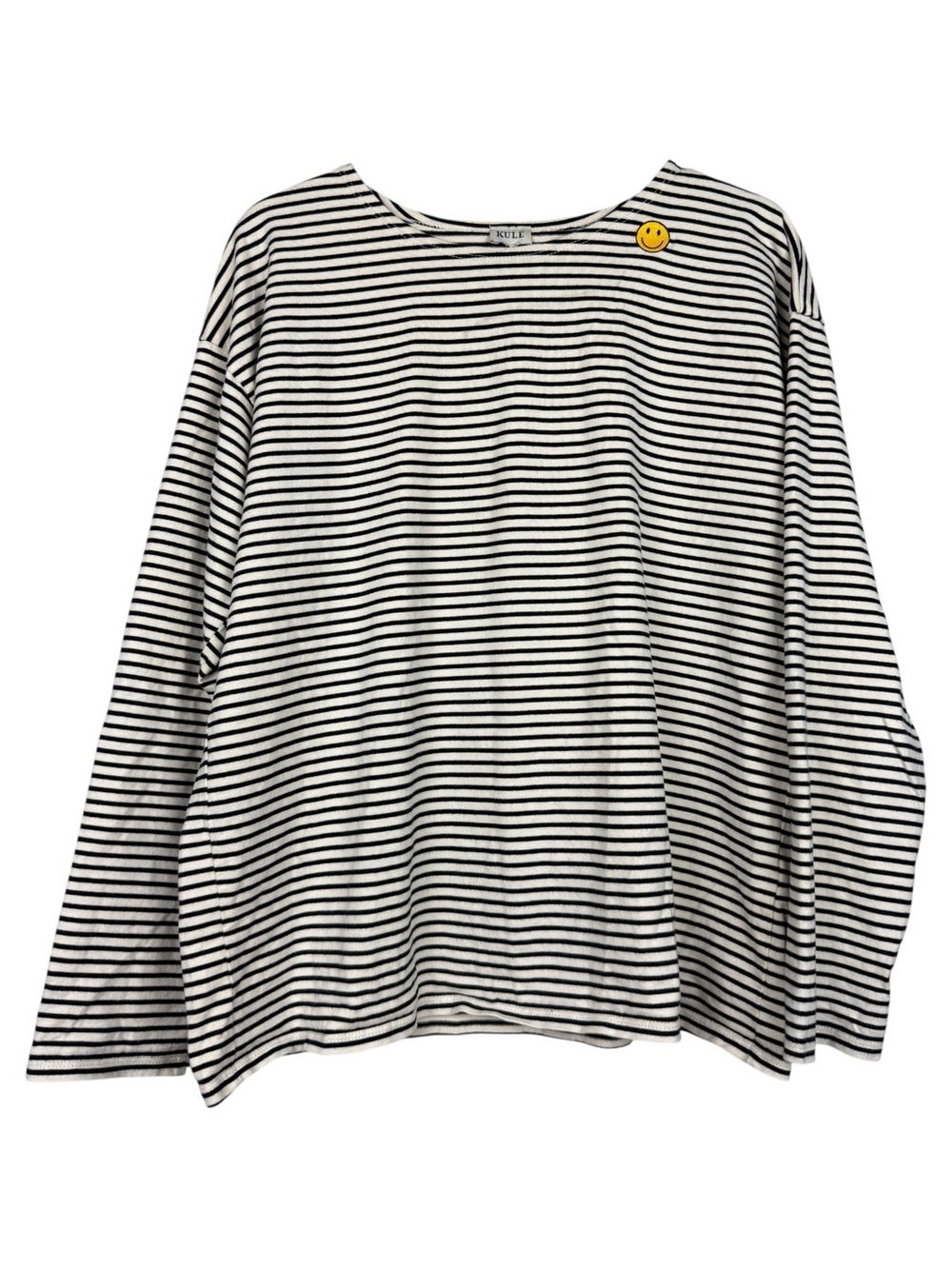 KULE Striped Smiley Face Boxy Long Sleeve Tee - Picture 2 of 5